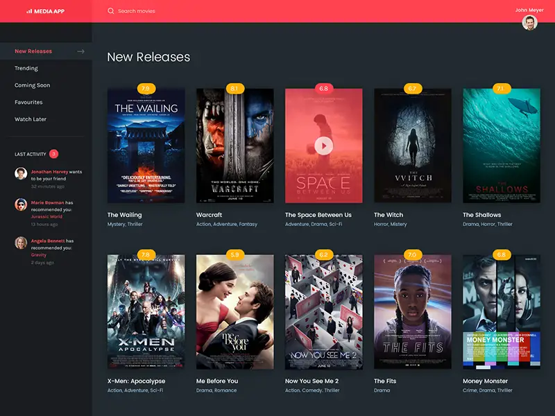 Antarmuka situs streaming film