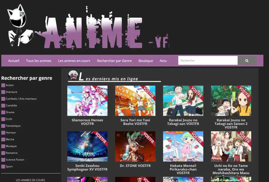 Antarmuka situs streaming anime yang modern dan mudah digunakan