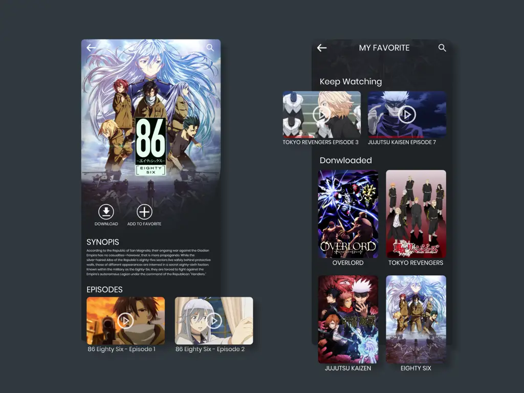 Antarmuka situs web streaming anime