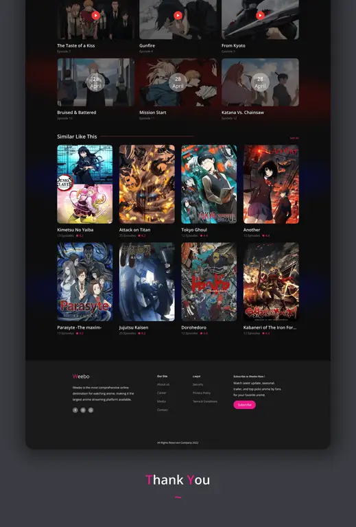 Contoh antarmuka situs streaming anime Antarmuka situs streaming anime