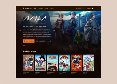 Contoh antarmuka situs streaming anime Antarmuka situs web streaming anime
