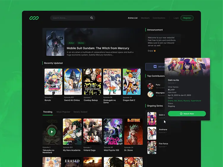 Contoh Antarmuka Situs Streaming Antarmuka Situs Streaming Anime