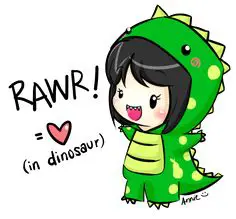 Gaya anime dinosaurus yang lucu