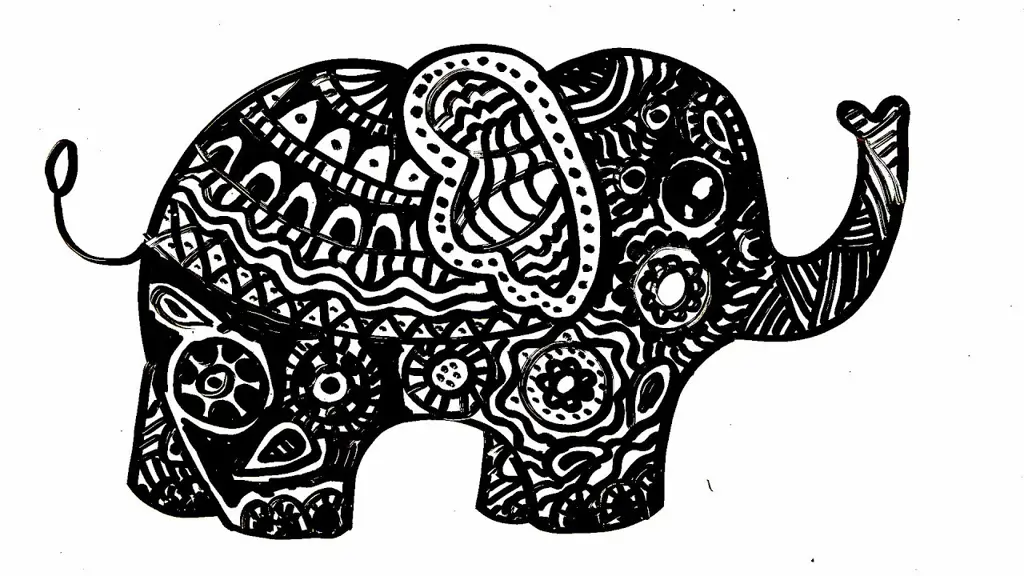 Gambar gajah yang digambar dengan teknik Zentangle