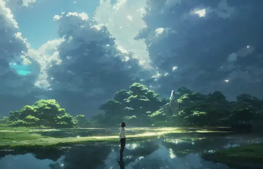 Gaya seni khas Makoto Shinkai.