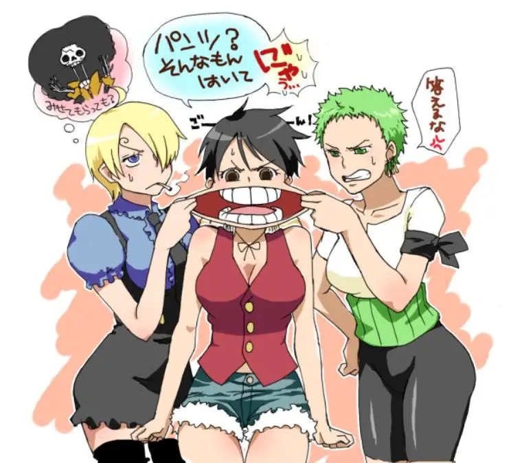 Gambar karakter One Piece dengan genderbend