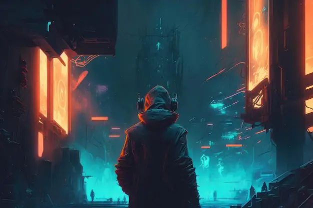 Contoh Latar Belakang Abstrak Anime Cyberpunk Latar belakang abstrak anime bergaya cyberpunk