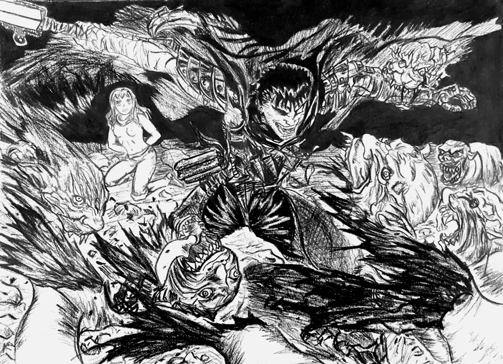 Panel aksi dari manga Berserk