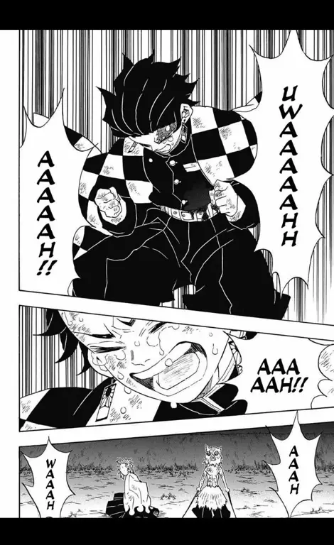 Panel manga Kimetsu no Yaiba yang detail