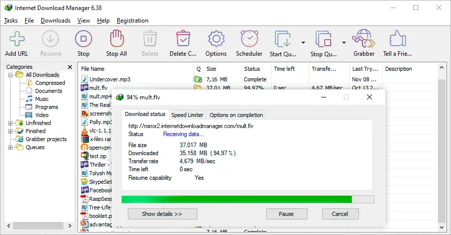 Gambar perangkat lunak download manager