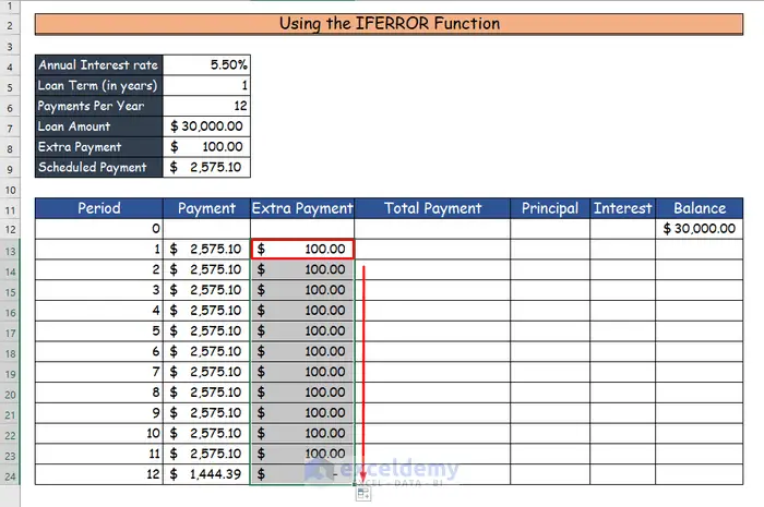 Contoh perhitungan cicilan kredit elektronik.