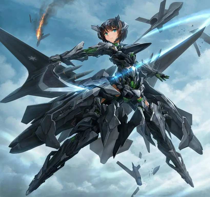 Gambar pertarungan mecha bergaya anime