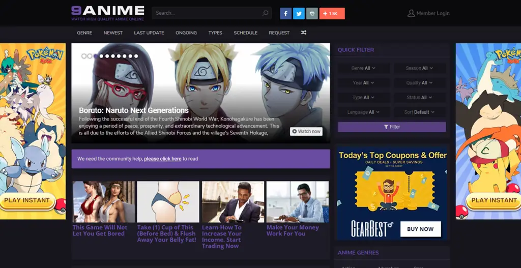 Gambar situs web streaming anime