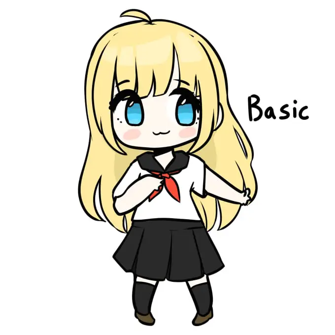 Contoh sketsa anime chibi berwarna-warni Sketsa anime chibi berwarna-warni