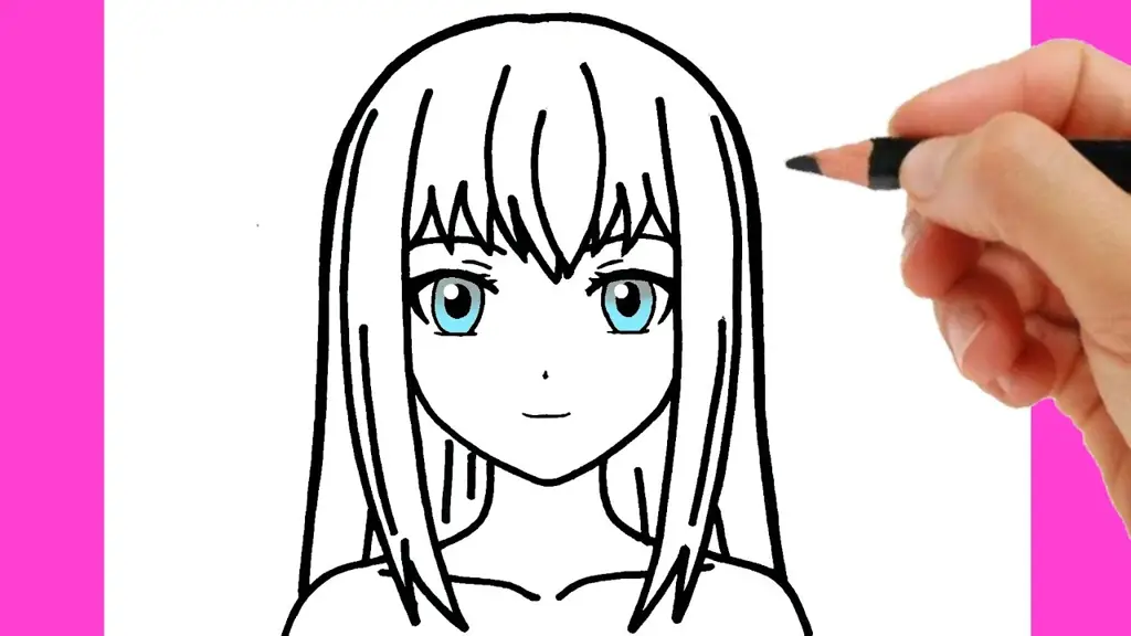 Gambar sketsa anime perempuan mudah