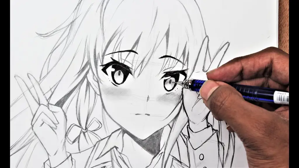 Sketsa gadis anime cantik