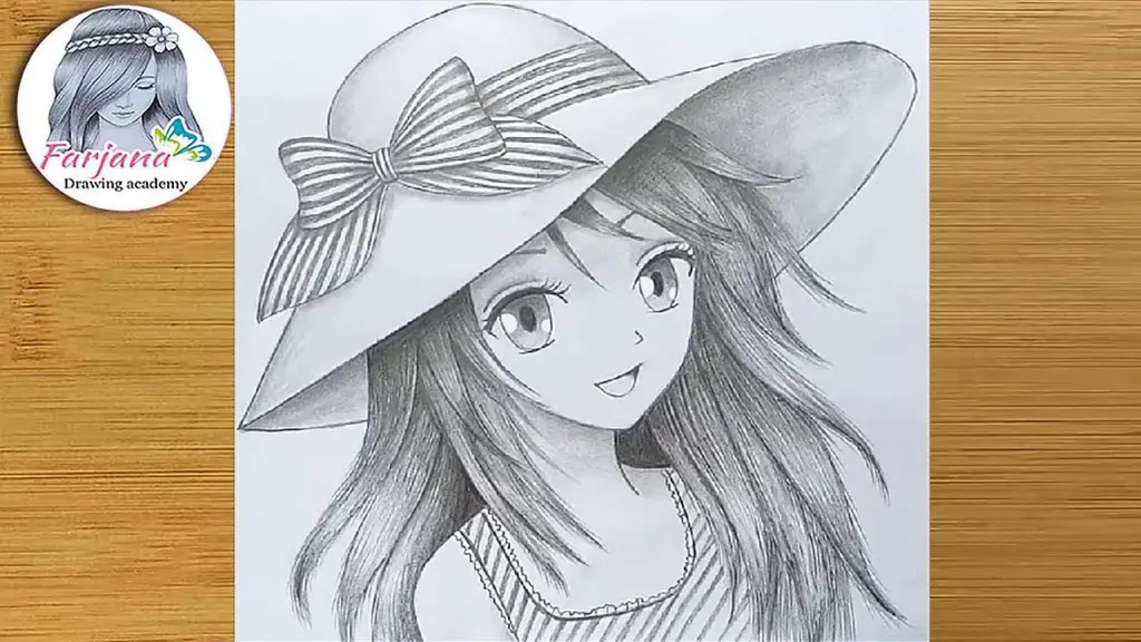 Sketsa gadis anime dengan pensil