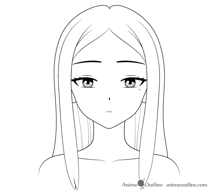 Sketsa rambut anime perempuan sederhana