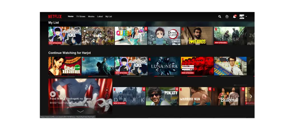 Antarmuka pengguna Netflix