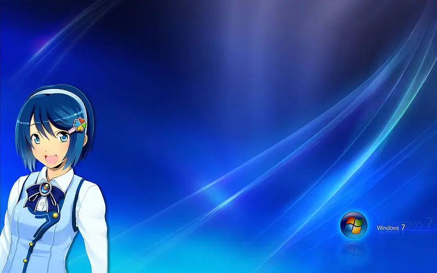 Antarmuka Windows 7 dengan skin anime