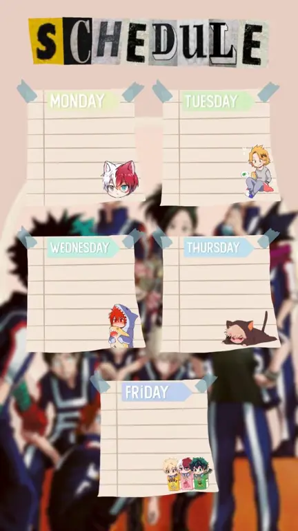 Contoh template jadwal pelajaran anime