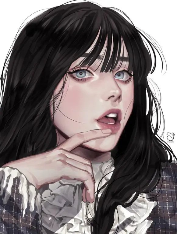 Contoh visual anime Real Girl dengan gaya yang realistis Gaya seni anime yang realistis
