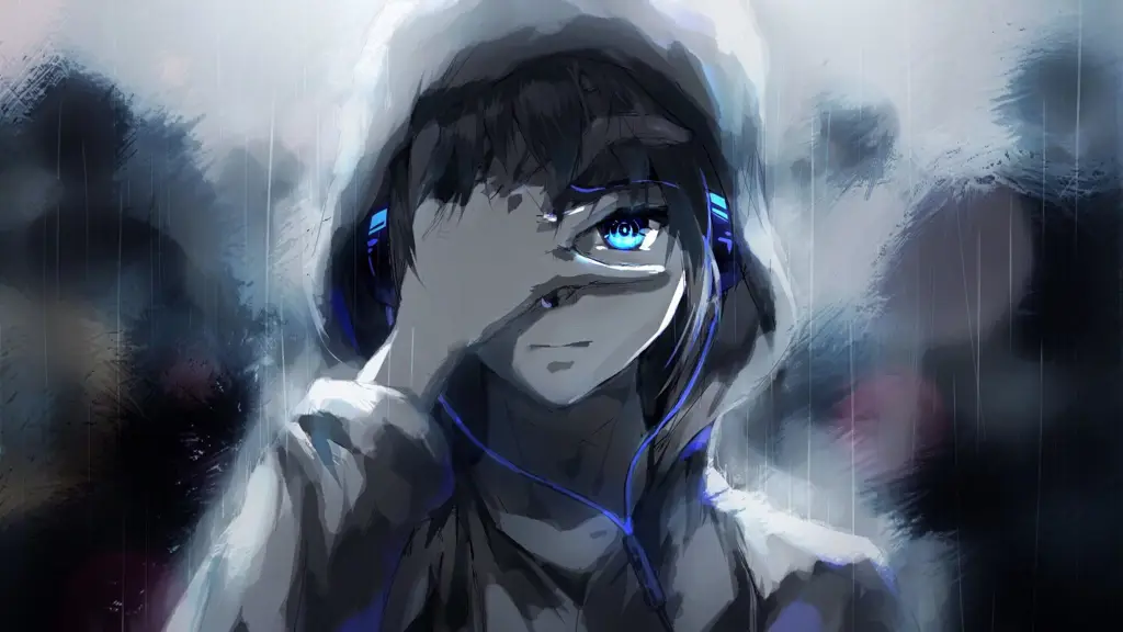 Wallpaper anime cowok keren dengan headphone