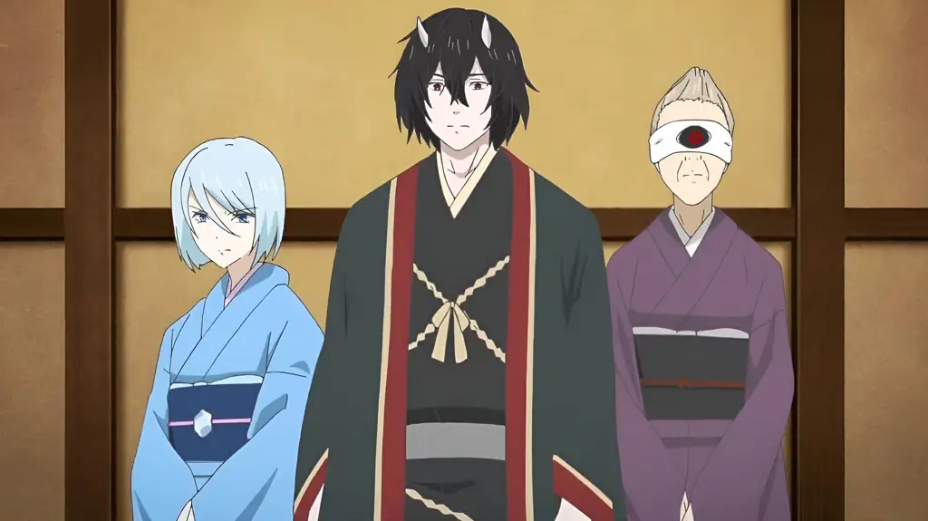 Gambar cuplikan adegan penutup anime Kakuriyo no Yadomeshi