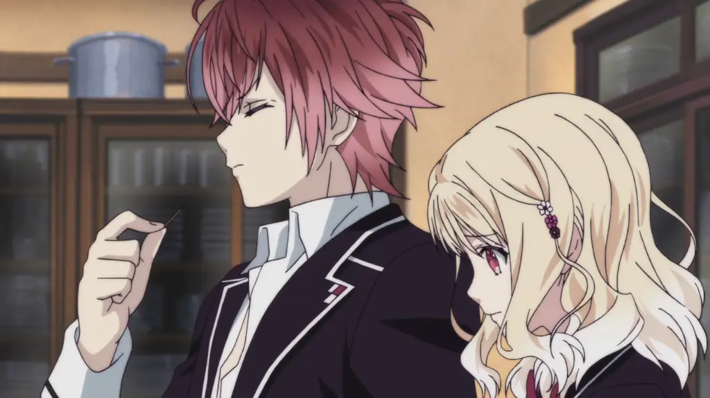 Gambar cuplikan anime Diabolik Lovers yang menampilkan karakter utama