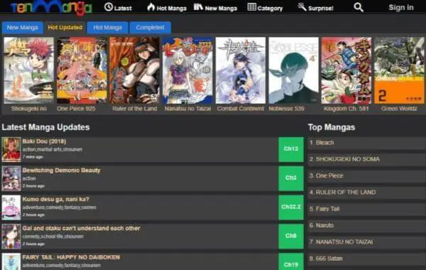 Situs web baca manga yang legal