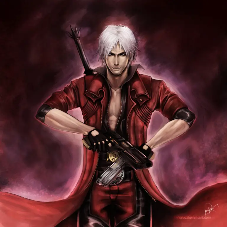 Dante Devil May Cry dengan gaya anime