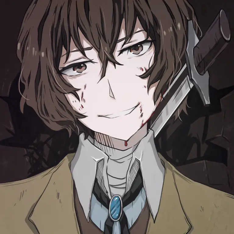 Gambar karakter Osamu Dazai, detektif jenaka dan misterius