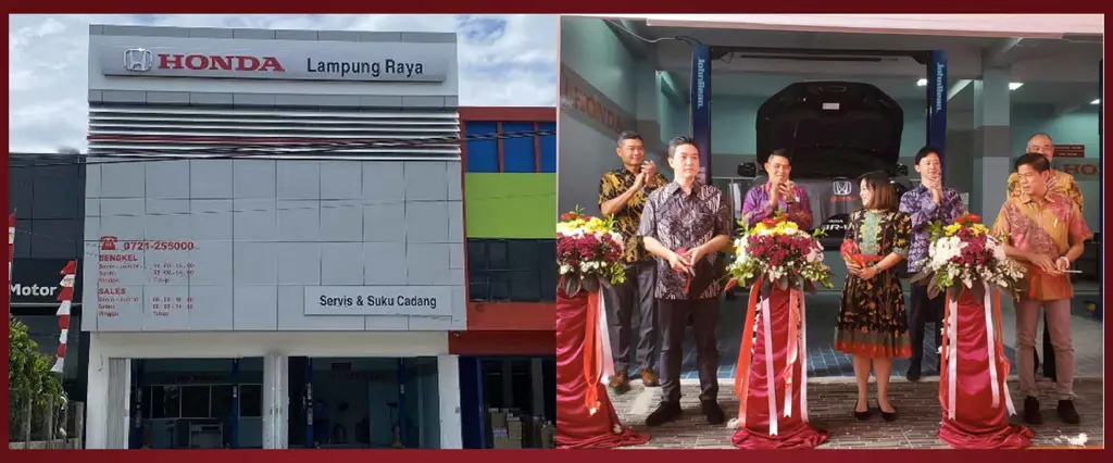 Eksterior dealer Honda di Bandar Lampung yang modern dan luas