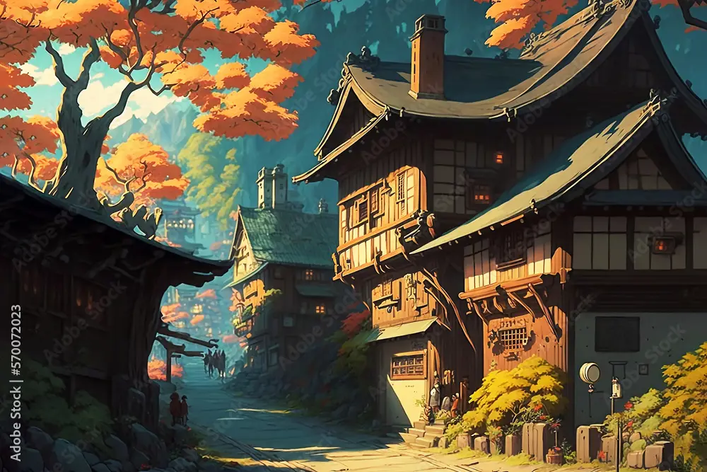Gambar desa Clash of Clans dalam gaya anime