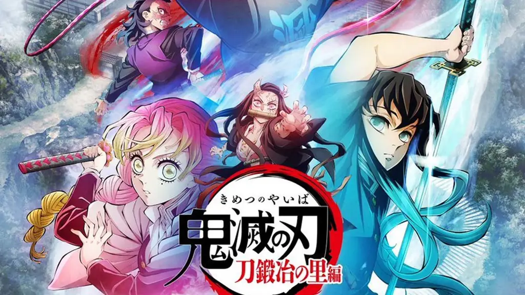 Gambar pemandangan Desa Penempa Pedang di Kimetsu no Yaiba Season 3