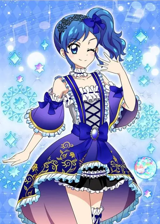 Desain busana AoI Aikatsu yang modis dan elegan.