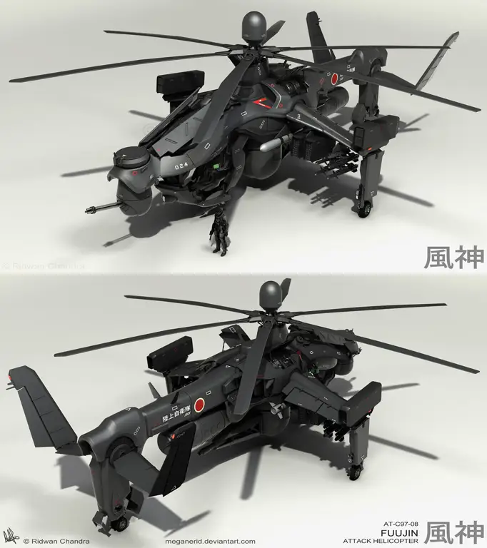 Helikopter futuristik dalam anime