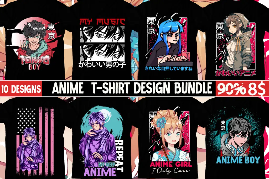 Contoh kaos anime dengan desain custom