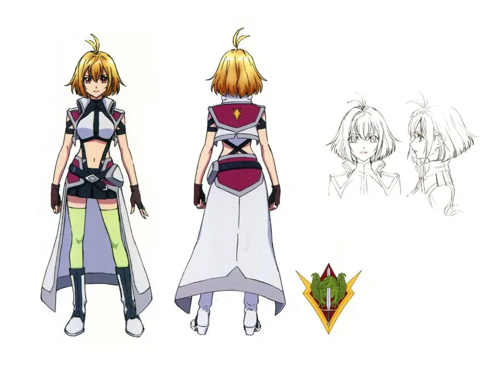 Desain karakter dalam anime Cross Ange, menampilkan detail kostum dan ekspresi wajah