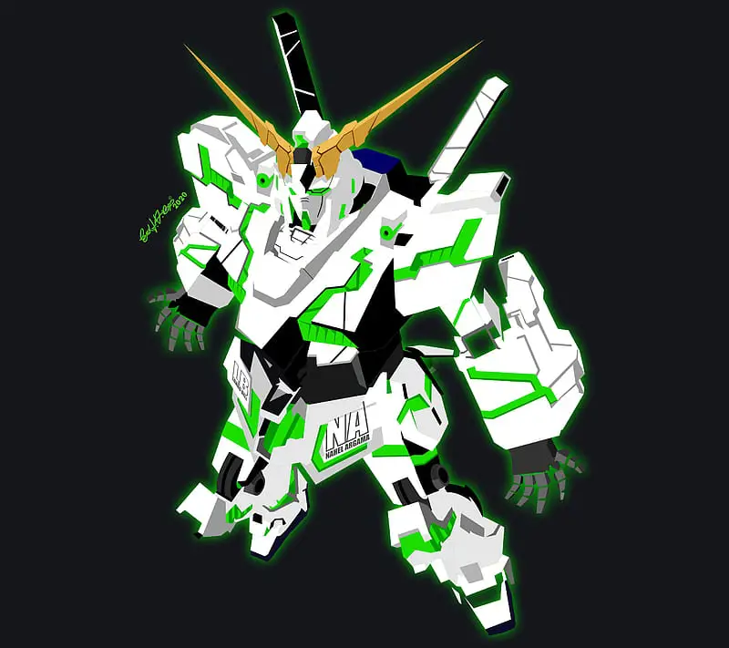 Gambar desain mecha Gundam Unicorn yang futuristik dan detail