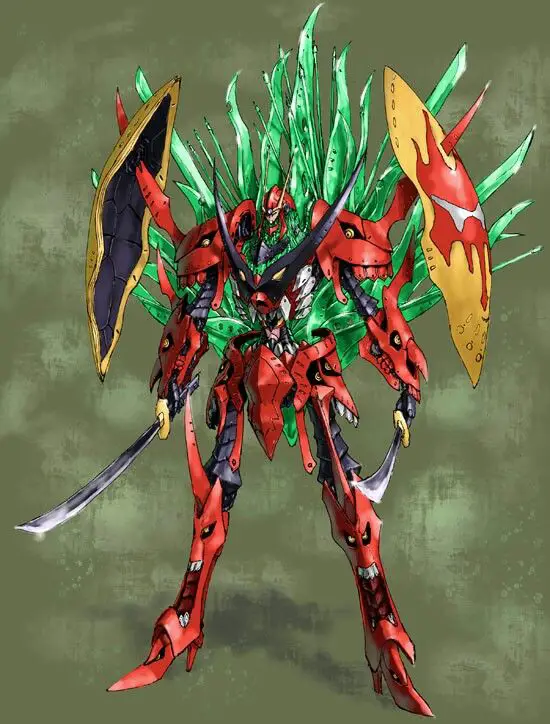 Gambar desain mecha Gurren Lagann yang unik dan ikonik.