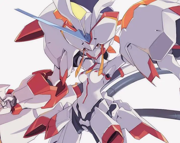 Ilustrasi desain mecha di anime Darling in the Franxx