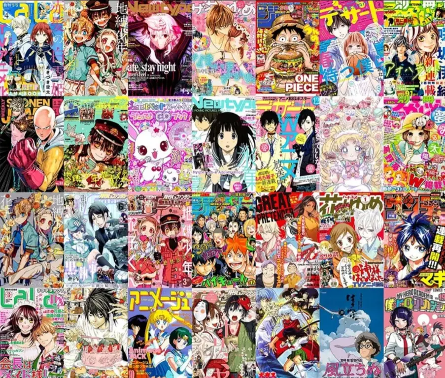 Gambar desain sampul majalah anime