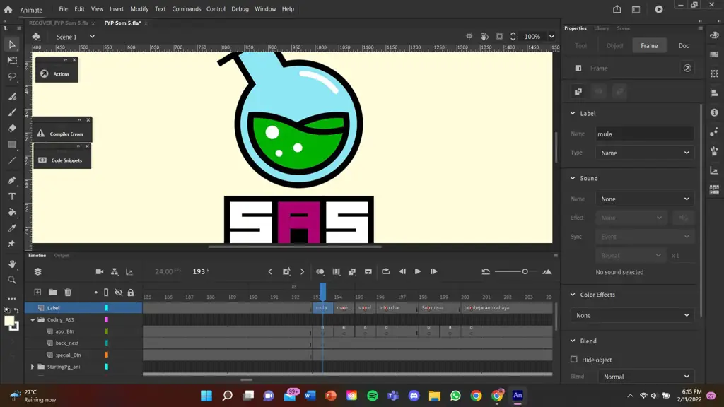 Contoh desain tombol sederhana di Adobe Animate