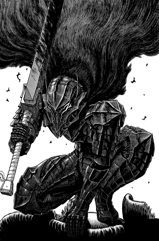 Gambar panel-panel manga Berserk yang menampilkan detail artwork