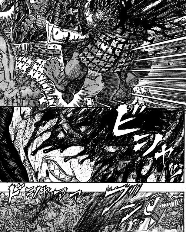 Panel detail dari manga Berserk yang menunjukkan detail artwork