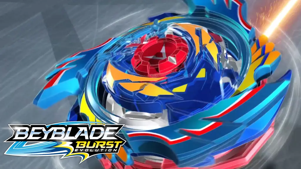 Bidang dekat Beyblade yang berputar dengan cepat