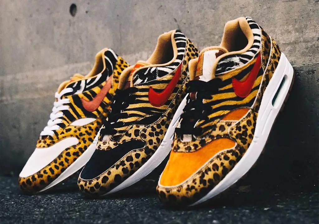 Gambar detail Air Max 1 Atmos Animal dengan motif kulit gajah