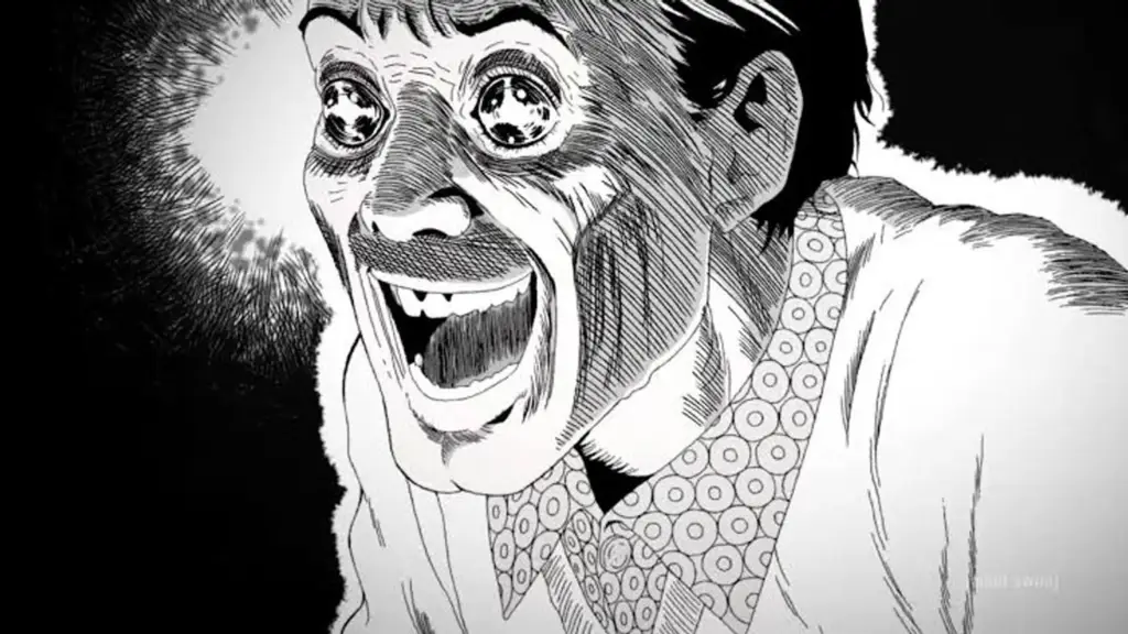 Contoh panel manga Junji Ito yang detail dan menegangkan