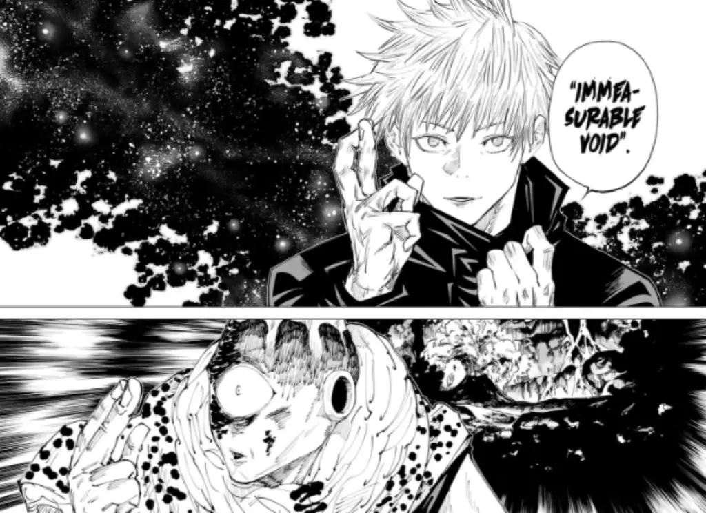 Gambar panel-panel penting dari Jujutsu Kaisen chapter 145